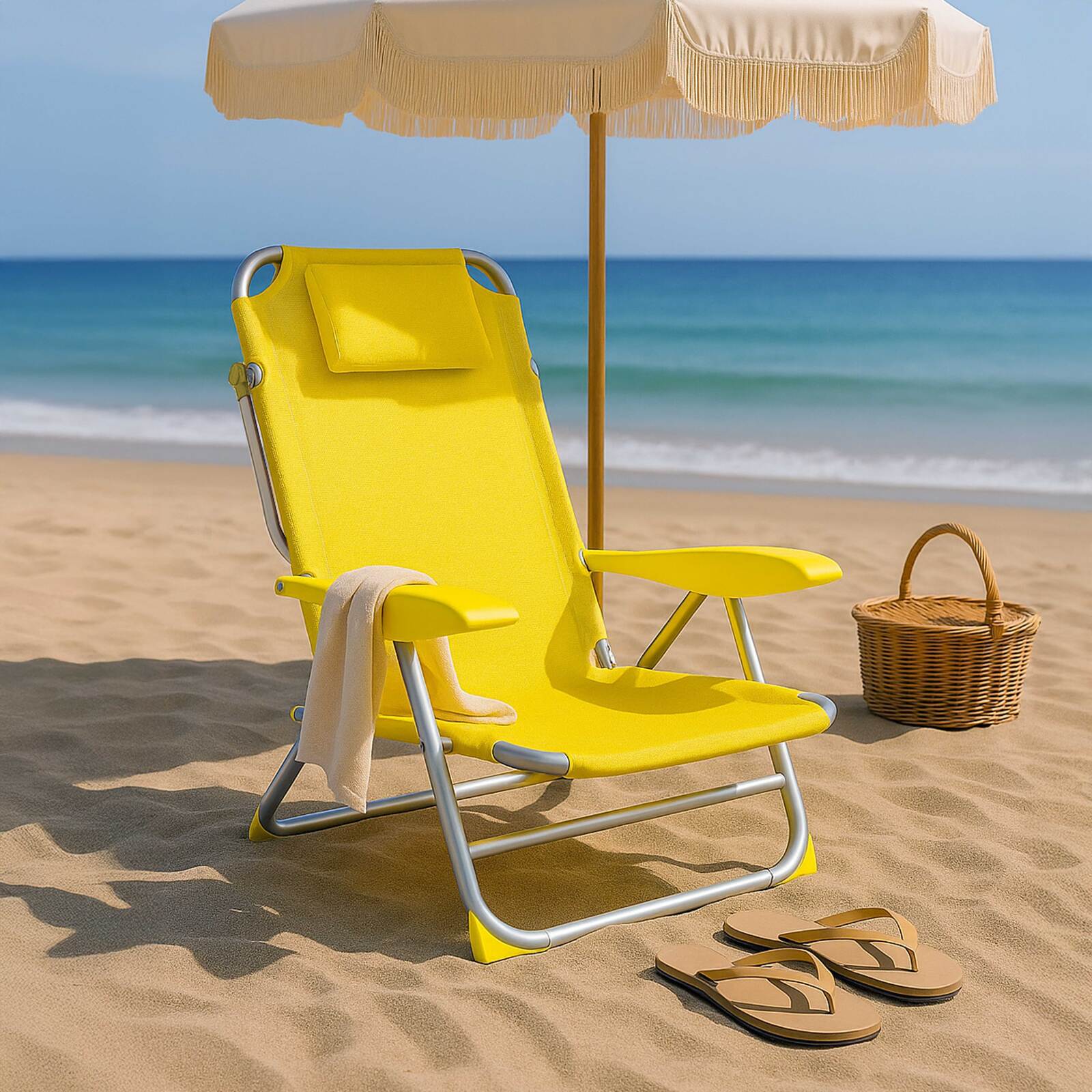 Chaise de plage pliante, inclinable 4 positions