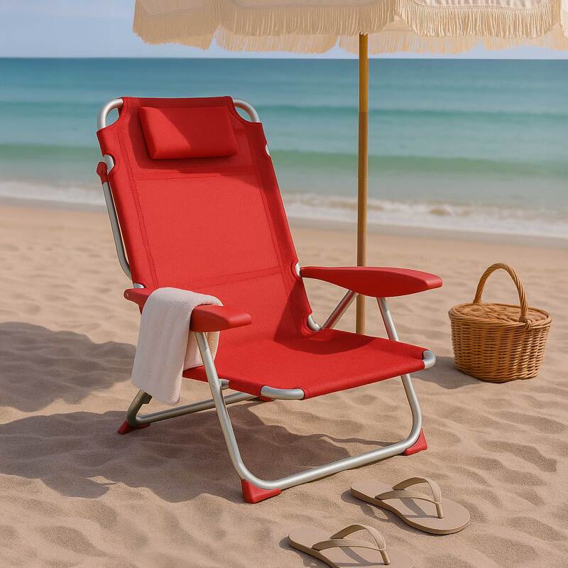 Lot de 2 chaises de plage pliantes, inclinables 4 positions