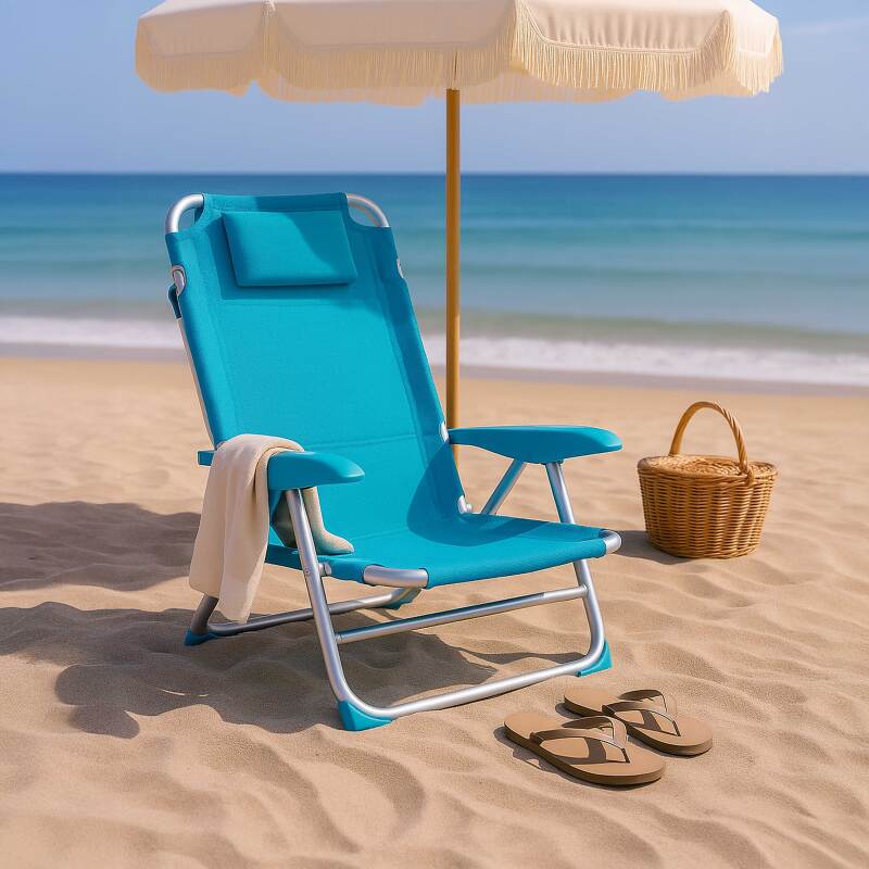 Lot de 2 chaises de plage pliantes, inclinables 4 positions