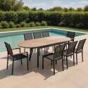 Table de jardin extensible rectangulaire en polywood 180/220 cm avec 6 chaises et 2 chaises avec accoudoirs