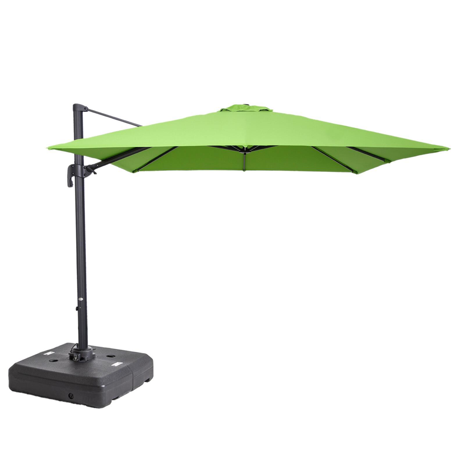 Parasol déporté (3 x 3m) rotatif 360° et Dalle à lester sur roues 100 L