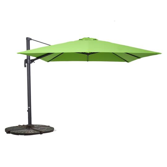 Parasol déporté carré (3 x 3m) rotatif 360° et 4 dalles lestées