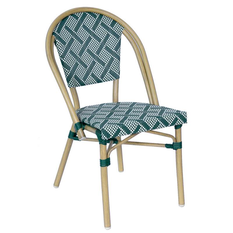 Chaise de jardin style bistrot parisien en aluminium et rotin synthétique