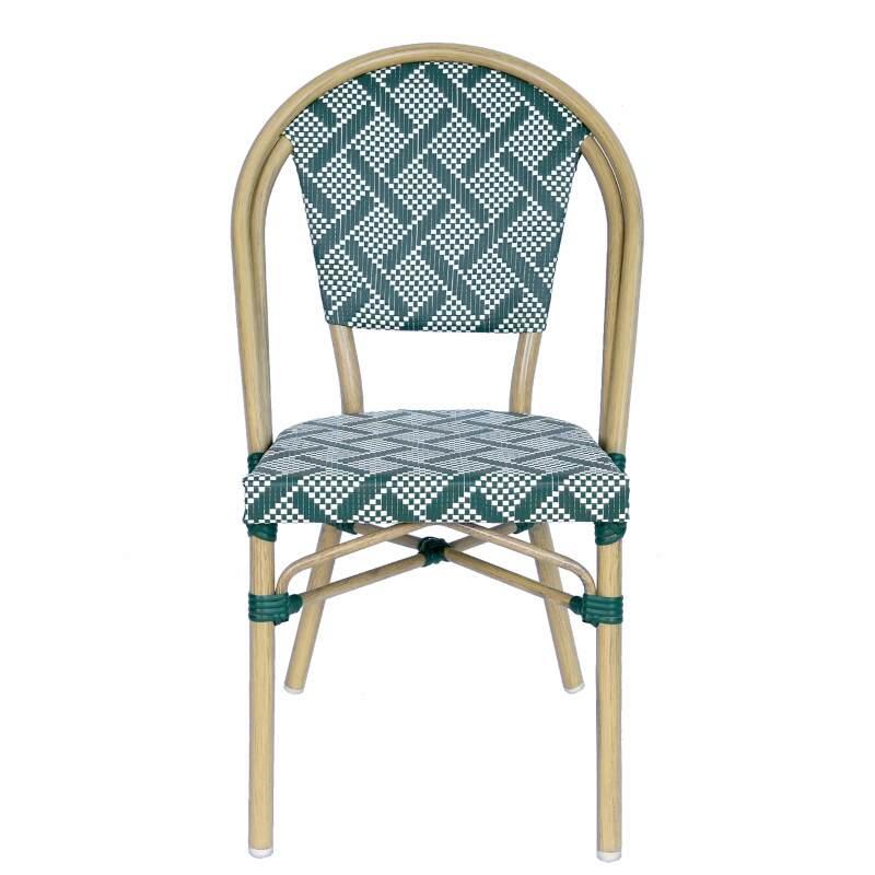 Chaise de jardin style bistrot parisien en aluminium et rotin synthétique