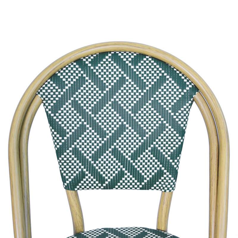 Chaise de jardin style bistrot parisien en aluminium et rotin synthétique