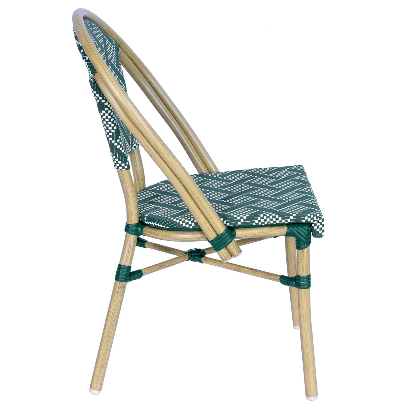 Chaise de jardin style bistrot parisien en aluminium et rotin synthétique Chaise de jardin style bistrot parisien en aluminium et rotin synthétique