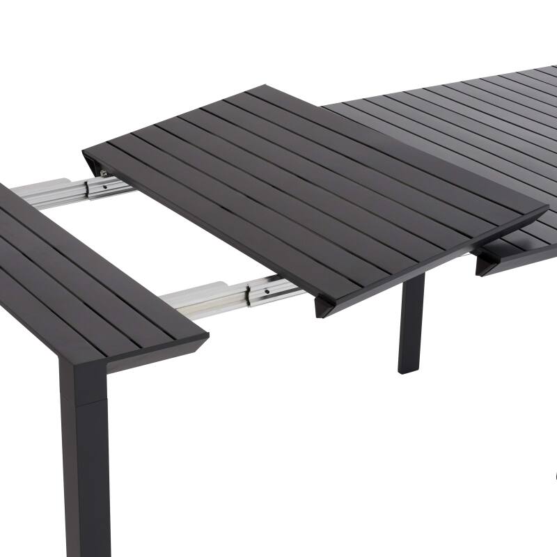 Table de jardin extensible en aluminium 52/260x100 cm et 10 chaises en textilène