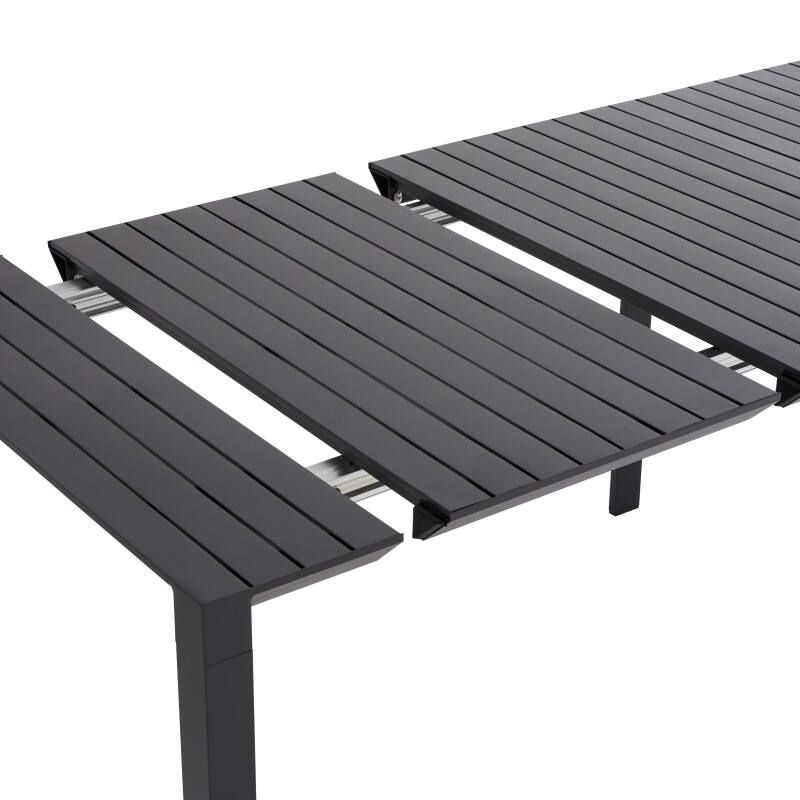 Table de jardin extensible en aluminium 52/260x100 cm et 10 chaises en textilène