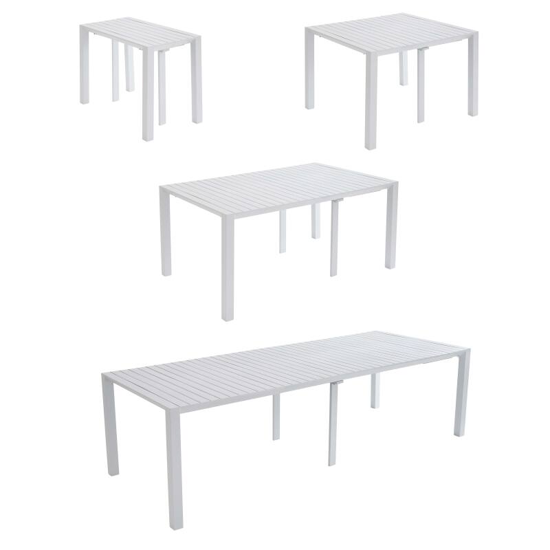 Table de jardin extensible en aluminium 52/260x100 cm et 10 chaises en textilène