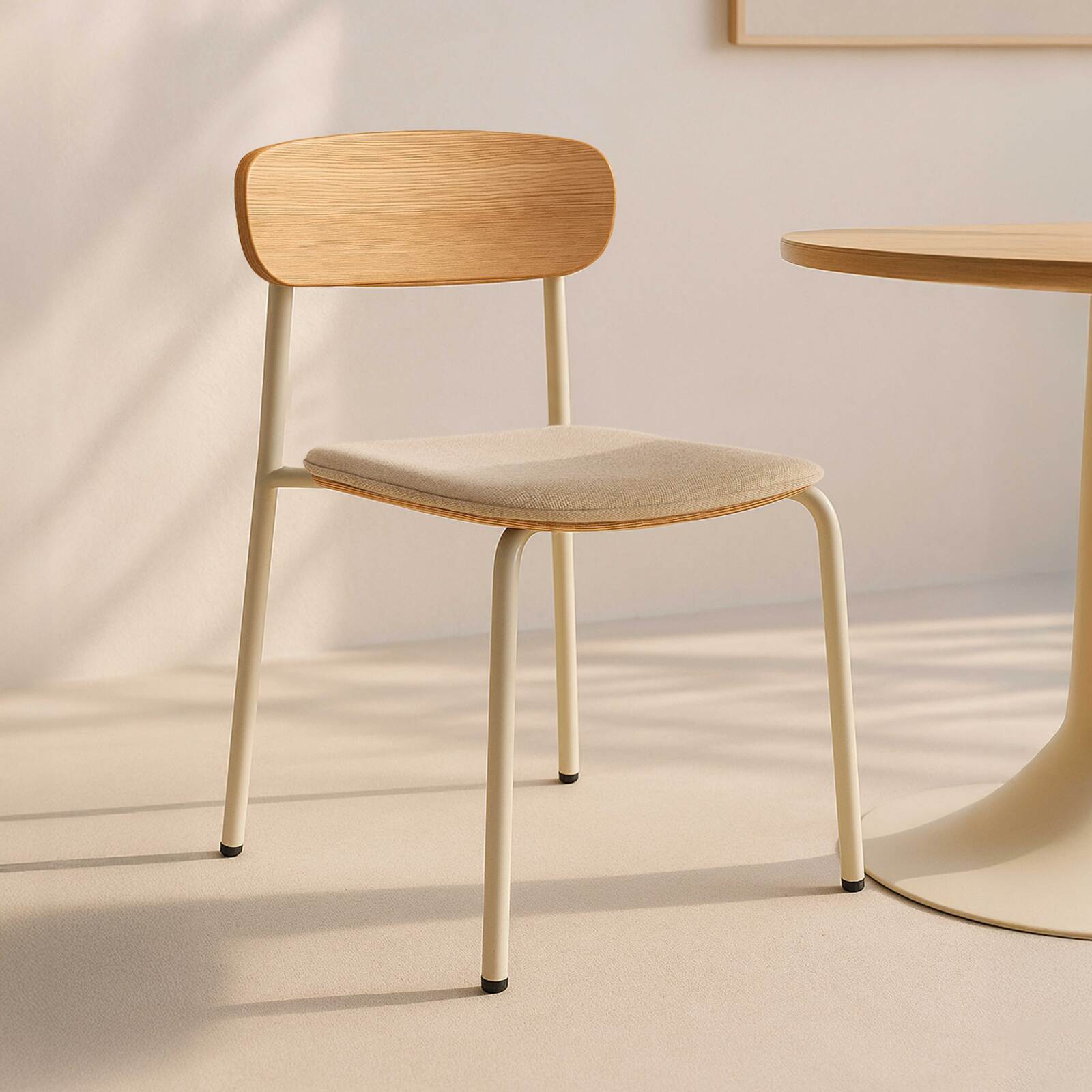 Lot de 2 chaises en métal, bois et tissu