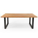 Table à manger rectangulaire en chêne FSC® avec bords irréguliers et pieds en forme de U