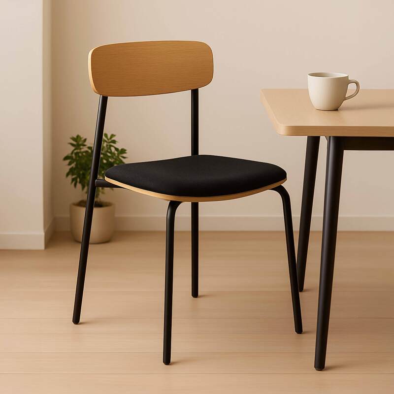 Lot de 2 chaises en métal, bois et tissu