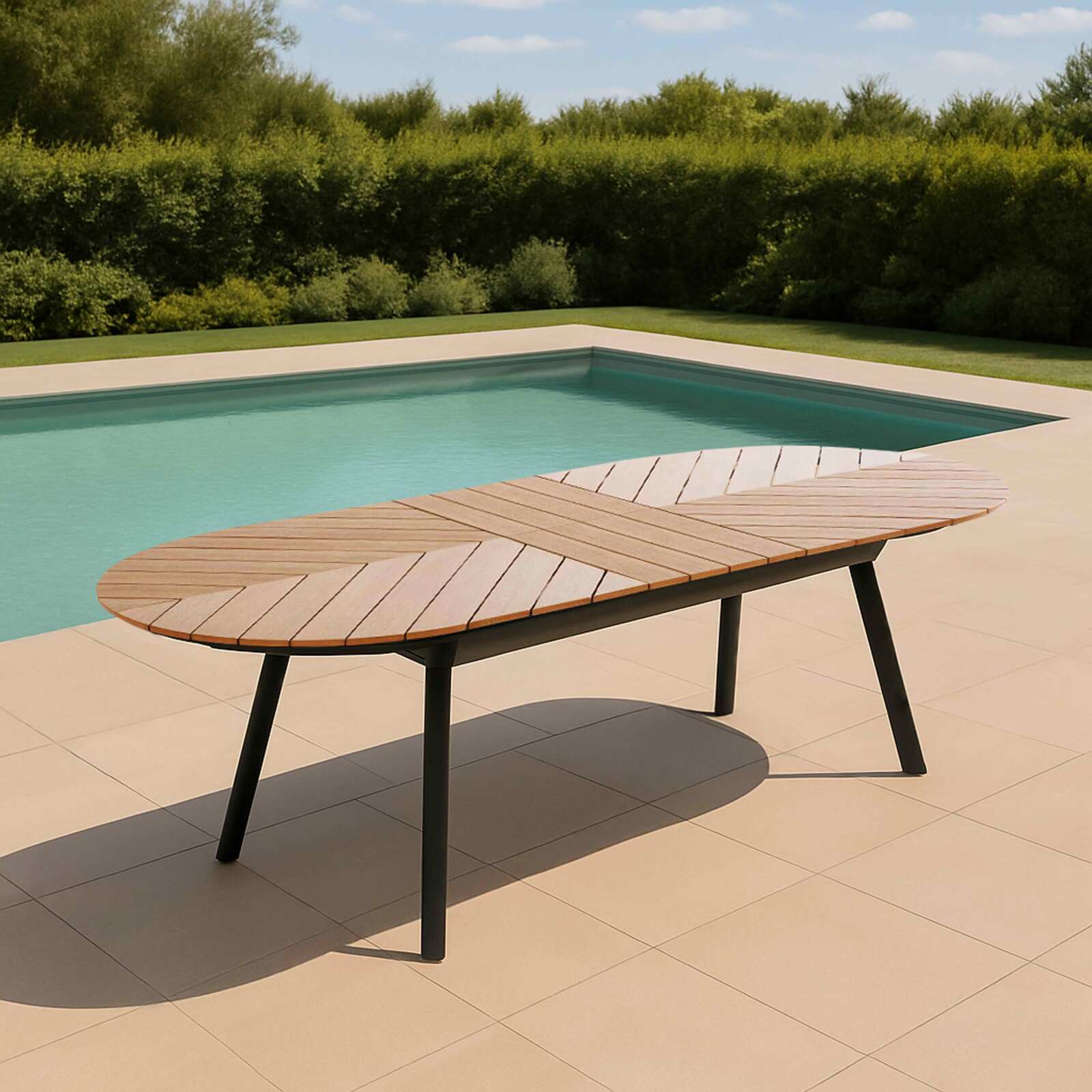 Table de jardin extensible rectangulaire (180/220 x 100 x 76 cm) en aluminium et polywood 
