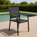 Chaise de jardin en aluminium et textilène avec accoudoirs
