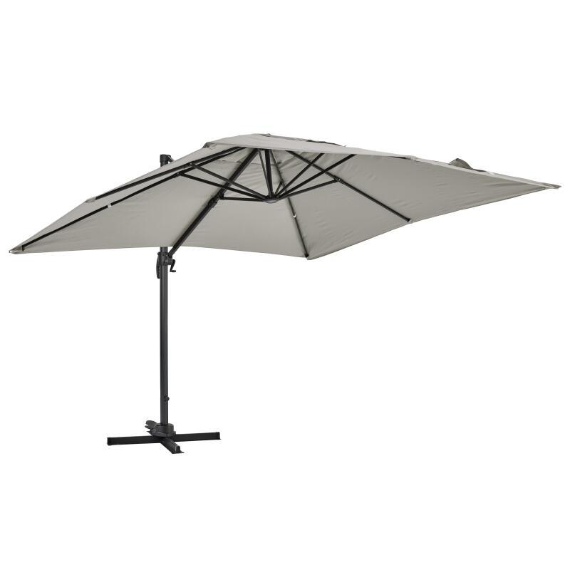 Parasol déporté carré en aluminium avec mât rotatif 360° (3 x 3m)