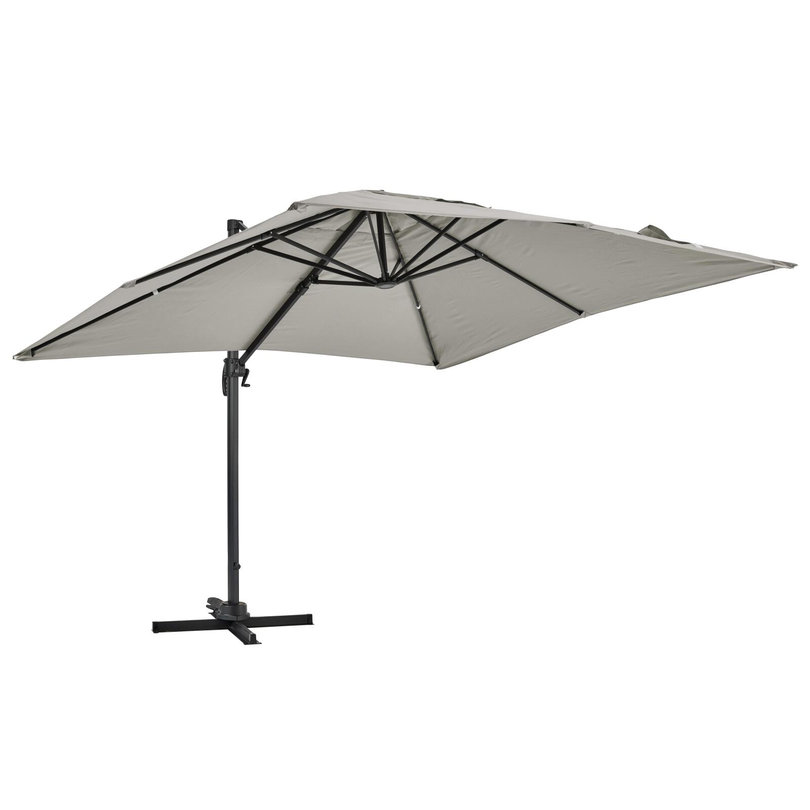 Parasol déporté carré (3 x 3m) rotatif 360° et 4 dalles lestées