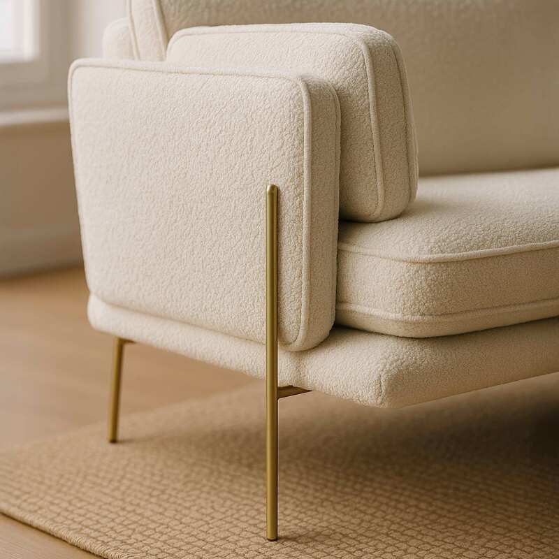 Canapé en tissu bouclette et bois FSC® 3 places