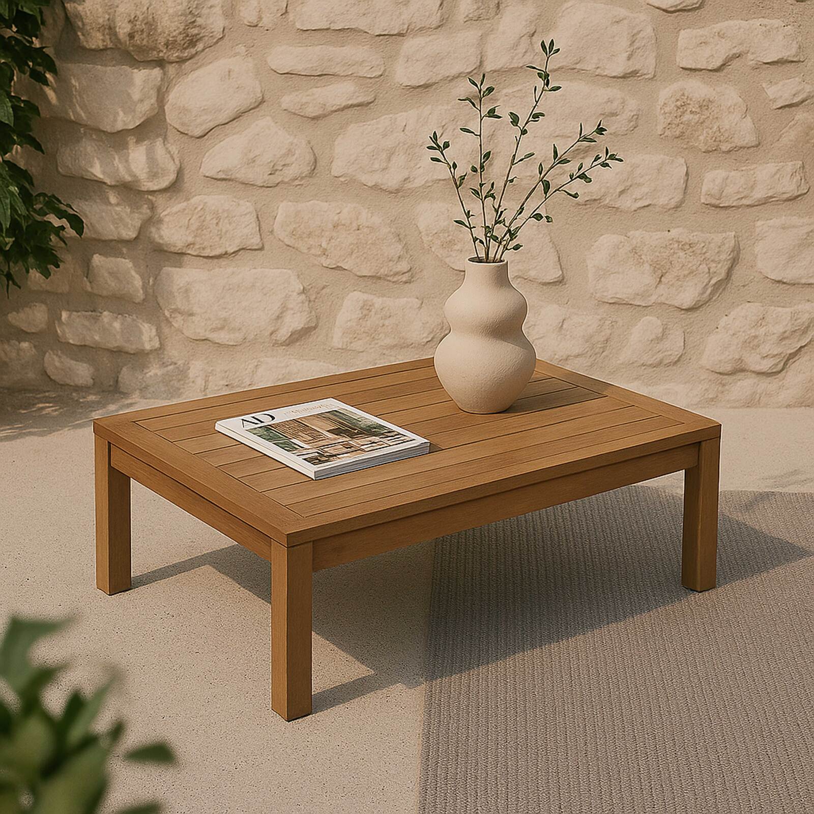 Table basse de jardin en bois d'eucalyptus FSC® 80 x 60 x 30 cm