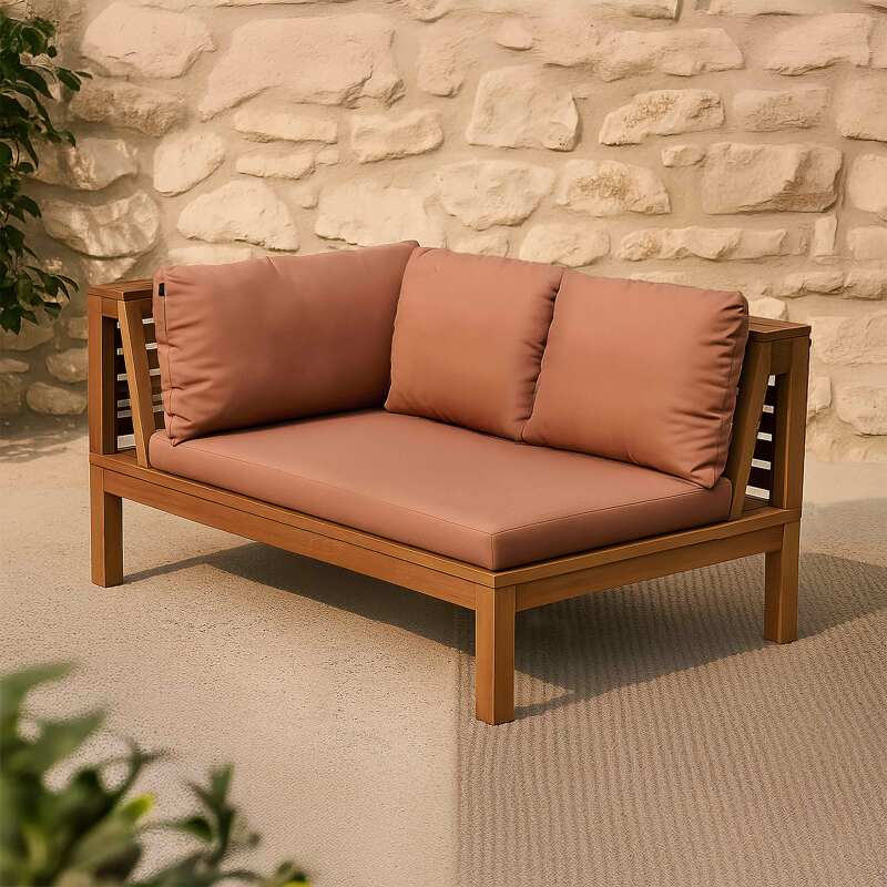 Canapé gauche de jardin bas en bois d'eucalyptus FSC®