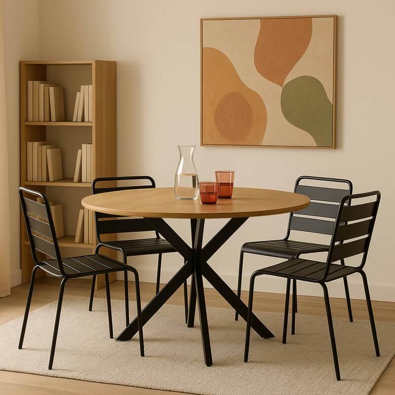 Table à manger ronde 120 cm en feuille de papier MDF