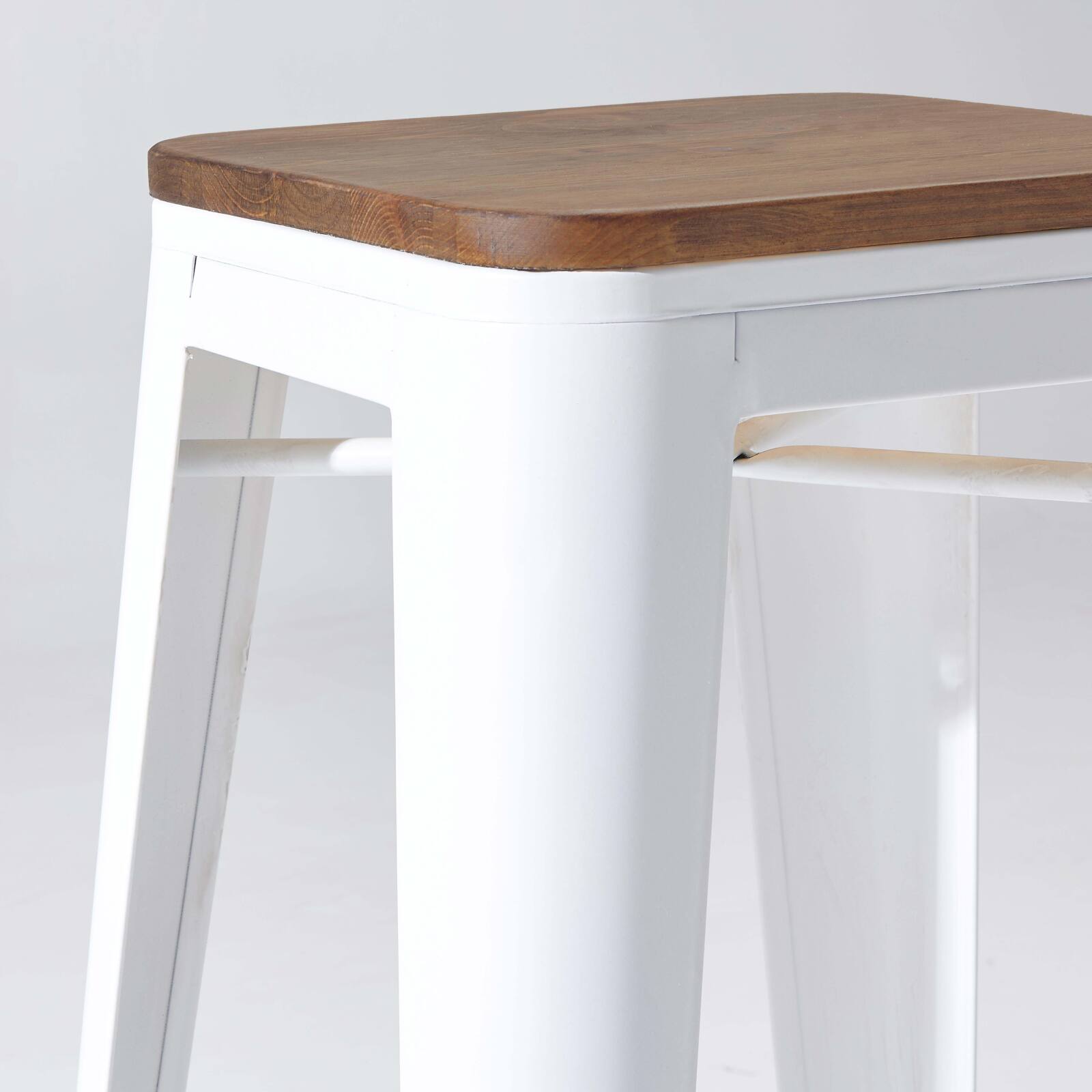 Lot de 4 tabourets de bar en acier mat et bois