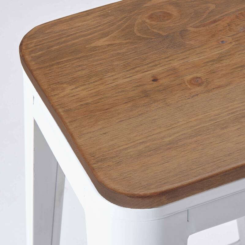 Lot de 4 tabourets de bar en acier mat et bois (4/6)