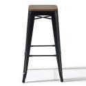 Lot de 4 tabourets de bar en acier mat et bois