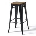 Lot de 4 tabourets de bar en acier mat et bois