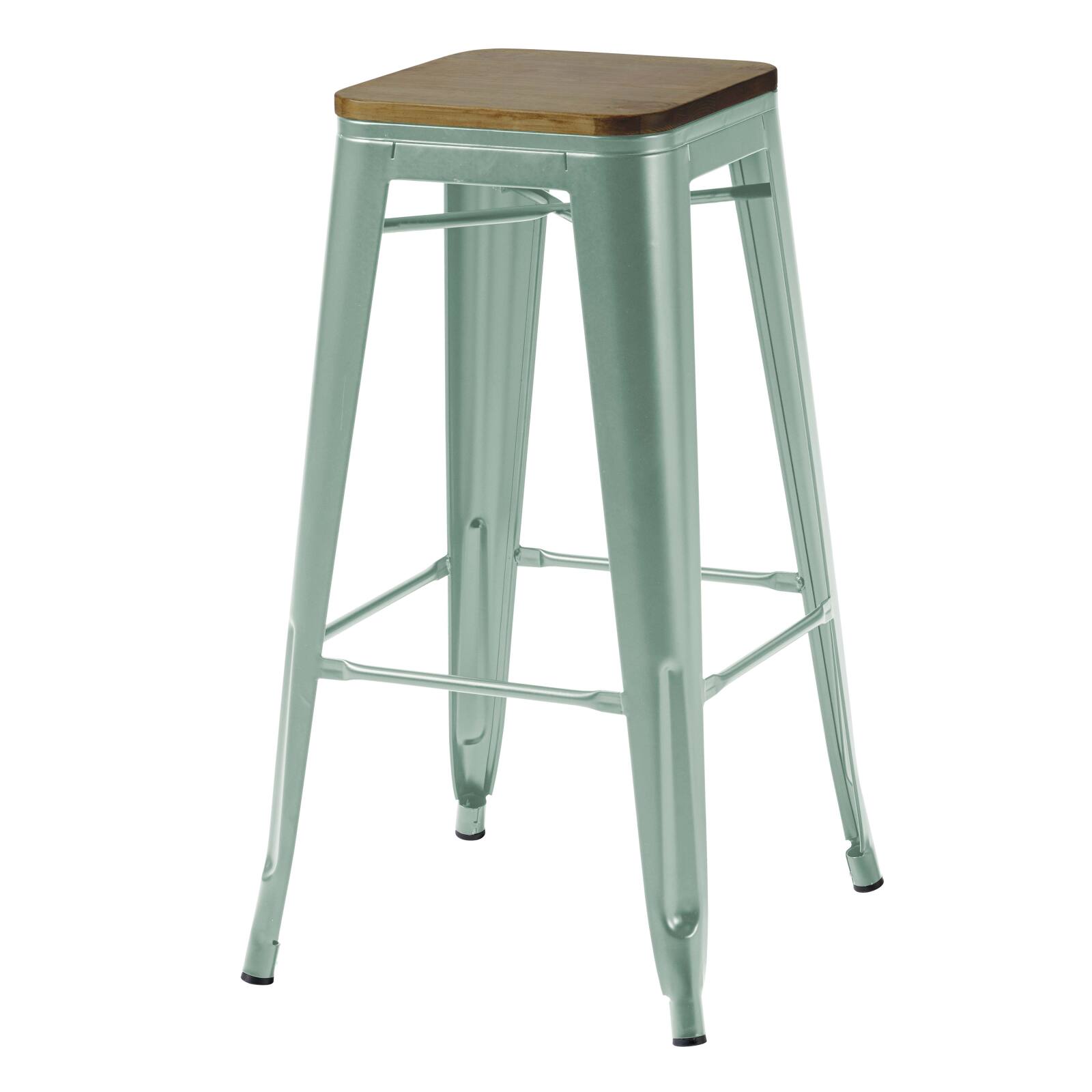 Lot de 4 tabourets de bar en acier mat et bois