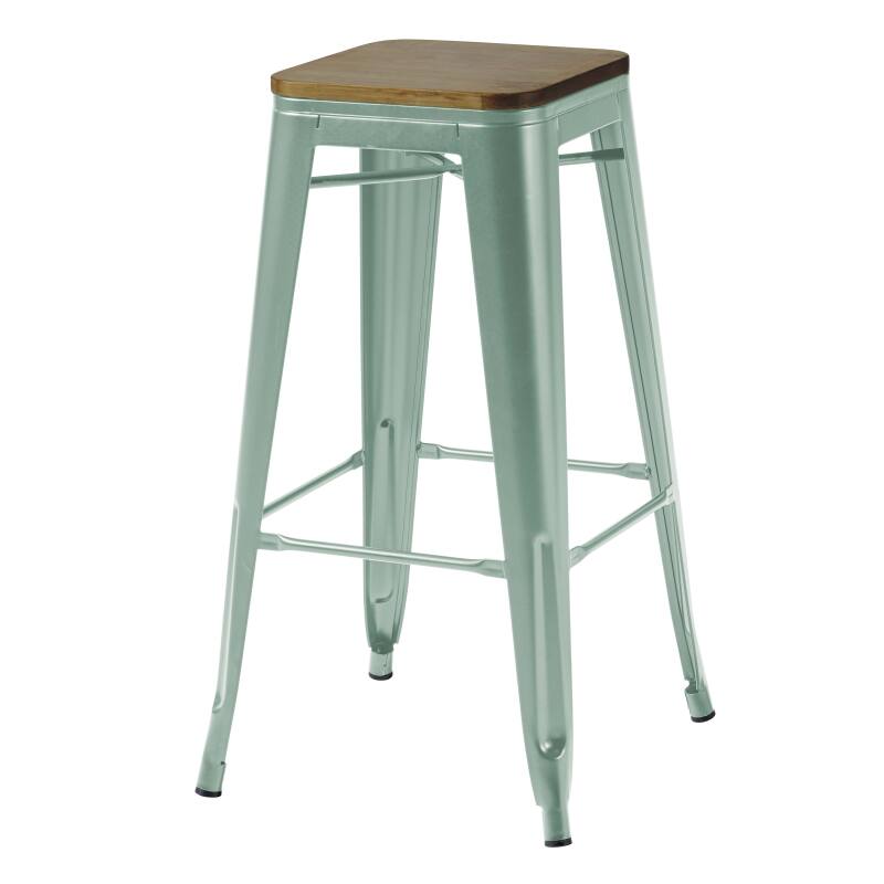 Lot de 4 tabourets de bar en acier mat et bois