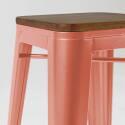 Lot de 4 tabourets de bar en acier mat et bois