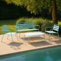 Salon de jardin 4 places en métal, 1 table basse, 2 fauteuils, 1 canapé