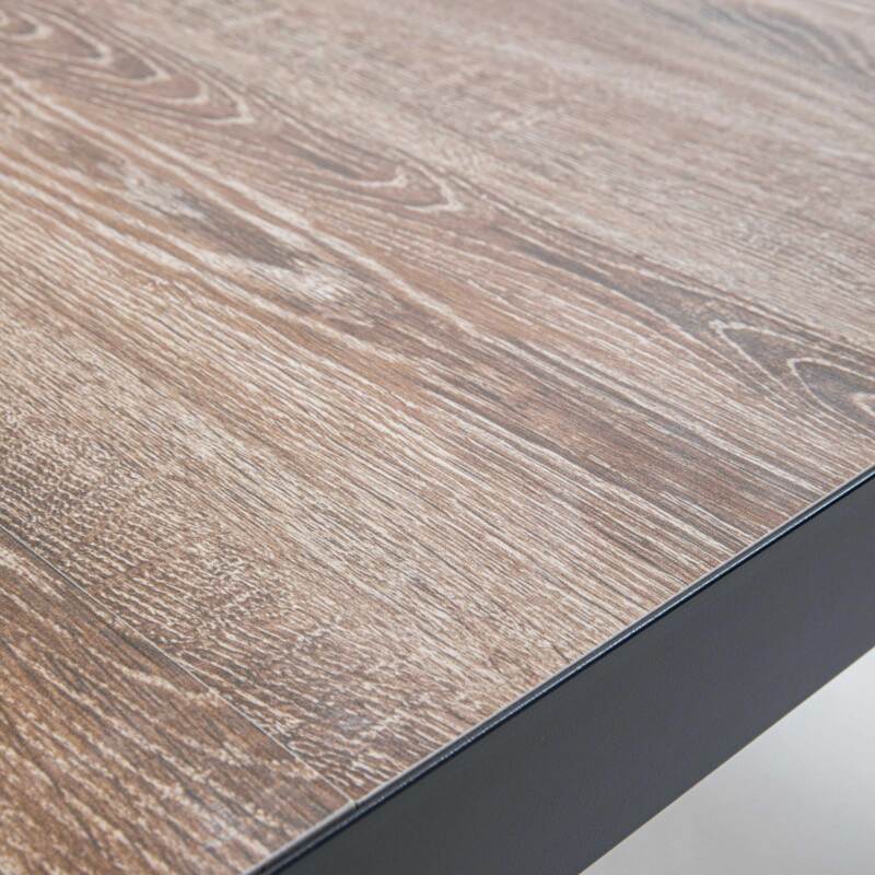 Table de jardin en aluminium effet bois 206x100x74 cm et 8 chaises avec accoudoirs