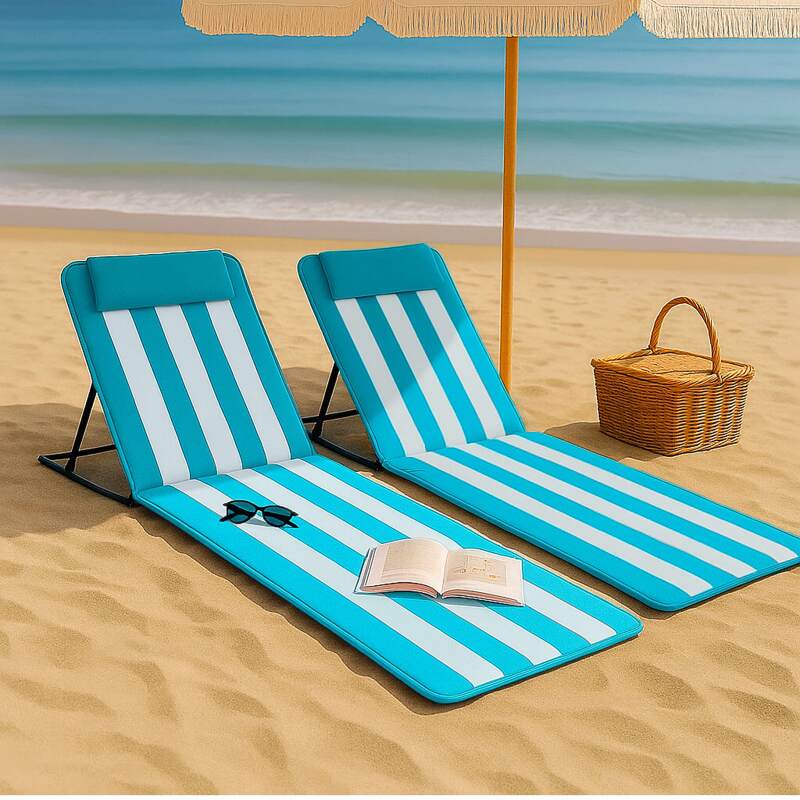 Lot de 2 matelas de plage pliants, inclinables 5 positions