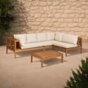 Salon de jardin bas d'angle 4 places avec table en bois d'eucalyptus FSC®