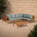 Salon de jardin bas d'angle 4 places avec table en bois d'eucalyptus FSC®