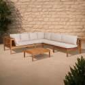 Salon de jardin bas d'angle 5 places avec table en bois d'eucalyptus FSC®