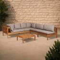 Salon de jardin bas d'angle 5 places avec table en bois d'eucalyptus FSC®