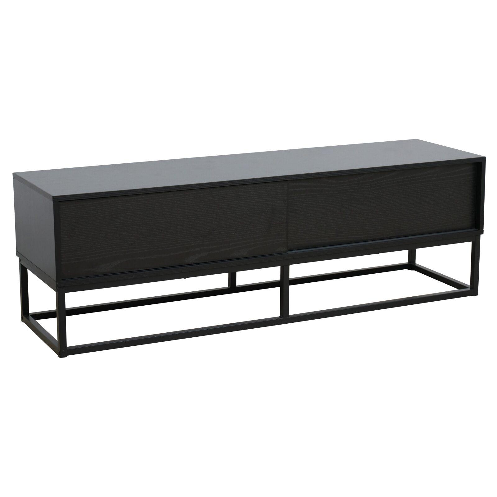 Meuble TV noir 140 cm en effet bois