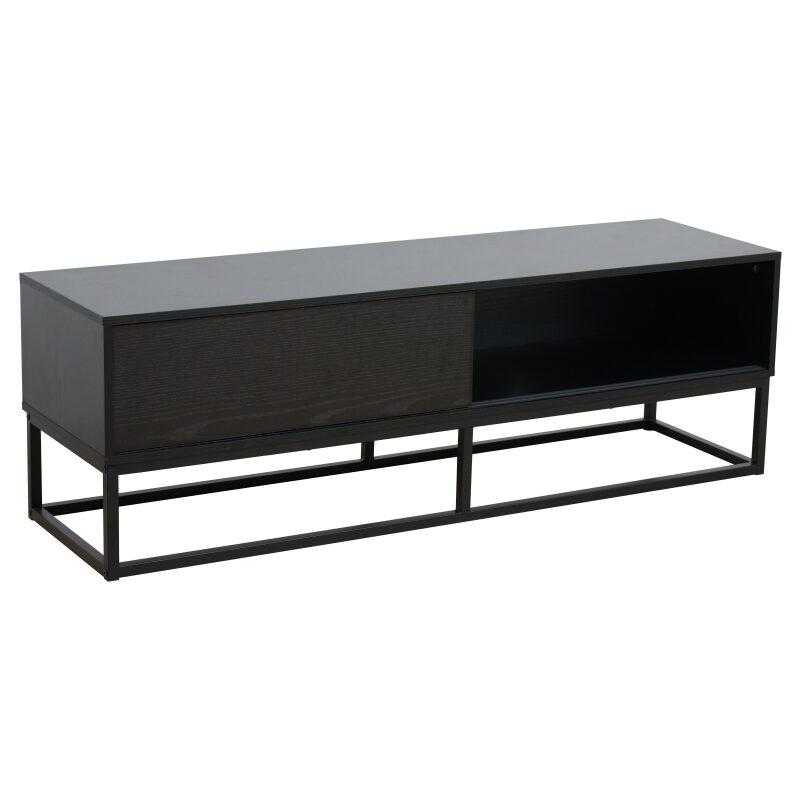 Meuble TV noir 140 cm en effet bois (2/5)