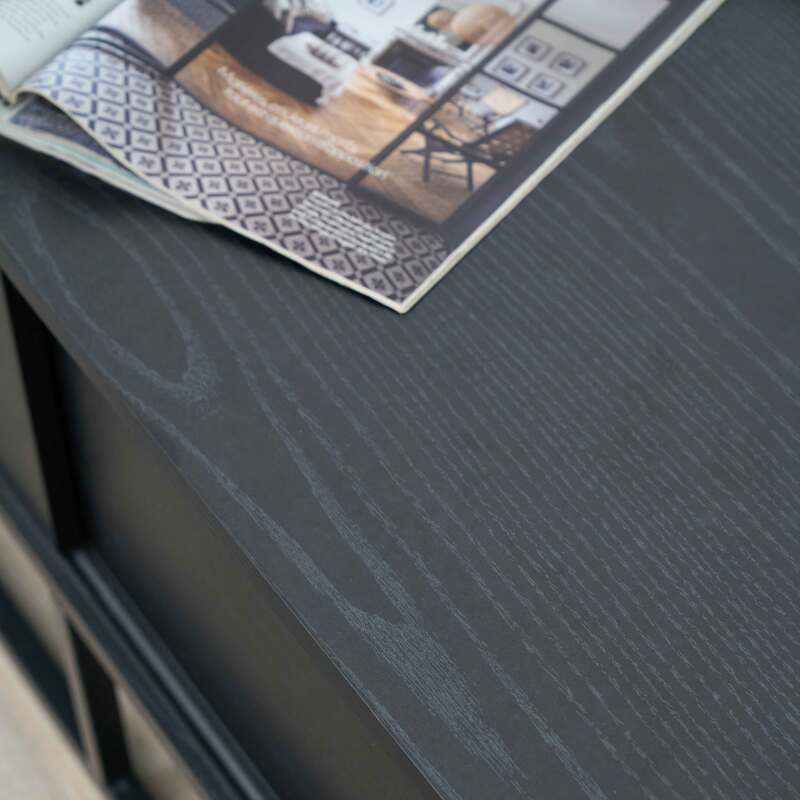 Meuble TV noir 140 cm en effet bois (4/5)