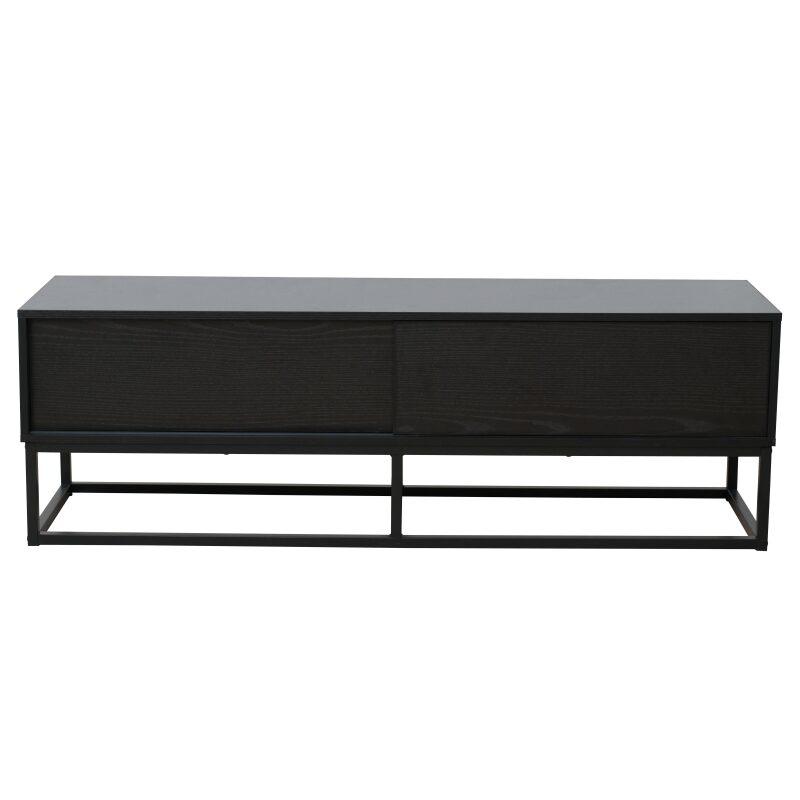Meuble TV noir 140 cm en effet bois (3/5)