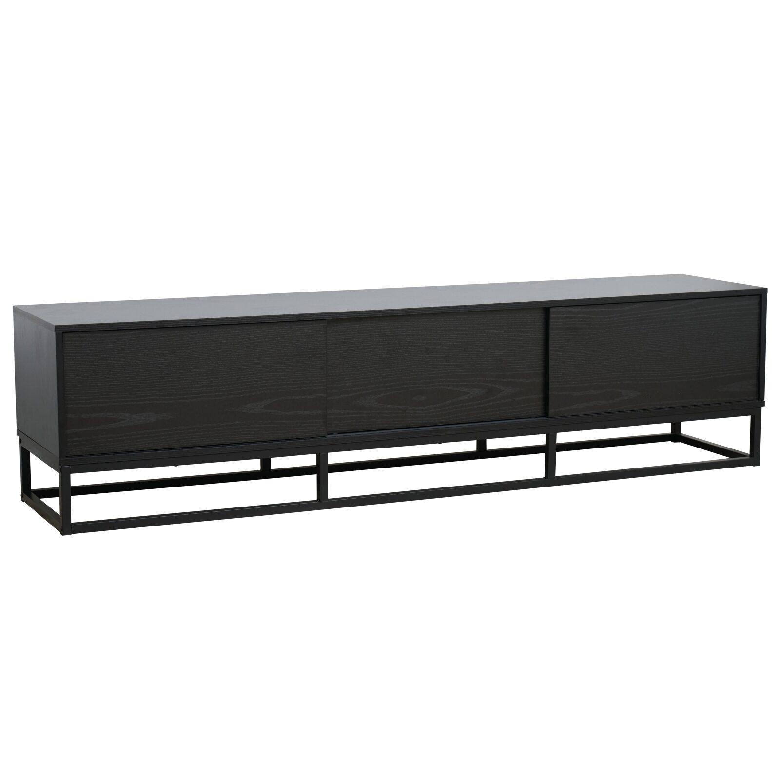 Meuble TV noir 180 cm en effet bois