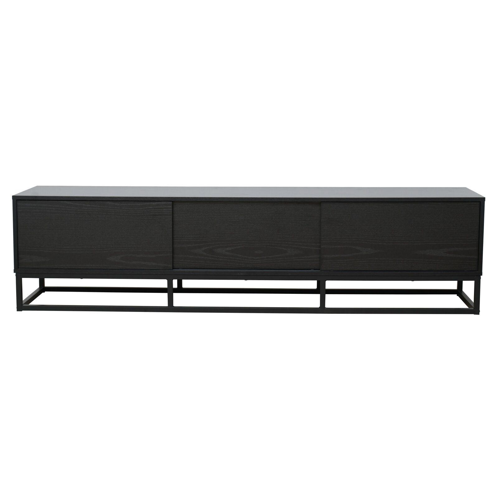 Meuble TV noir 180 cm en effet bois