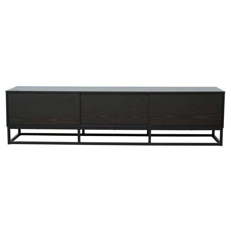 Meuble TV noir 180 cm en effet bois