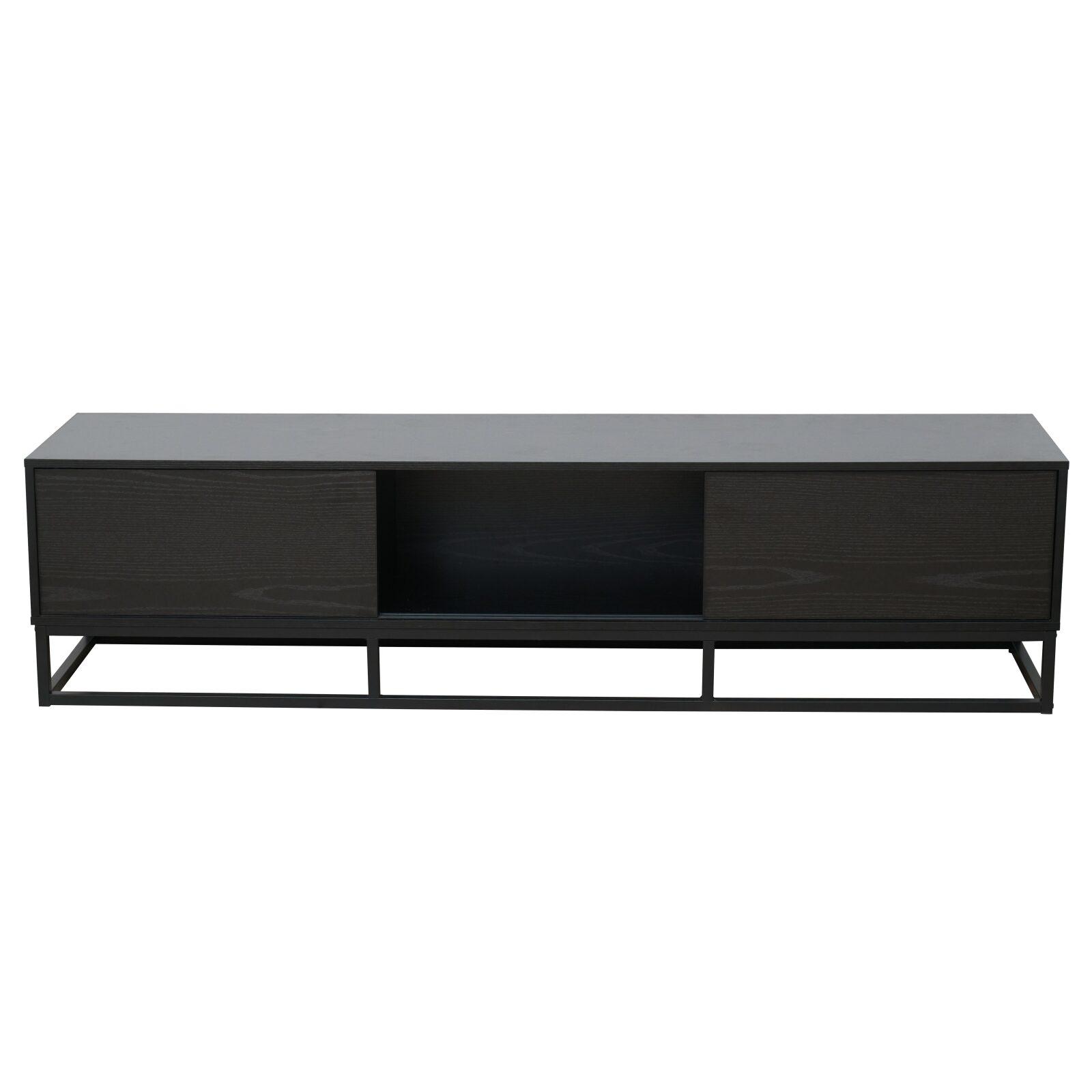 Meuble TV noir 180 cm en effet bois