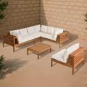 Salon de jardin bas 6 places avec table en bois d'eucalyptus FSC®