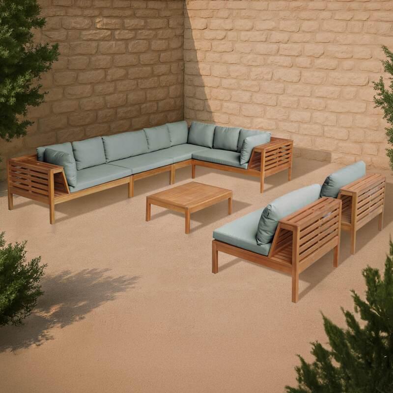 Salon de jardin 8 places avec table en bois d'eucalyptus FSC®