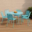 Table de jardin ronde en métal Ø120 cm et 6 chaises