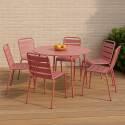Table de jardin ronde en métal Ø120 cm et 6 chaises